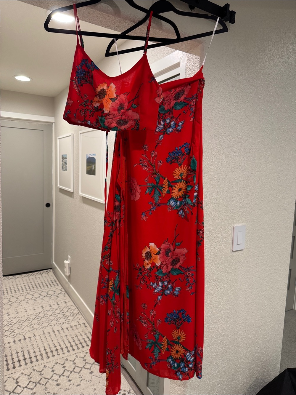 Lulu's Red Floral Maxi Dress